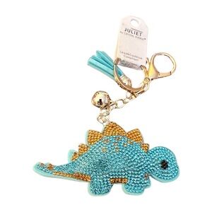 Juliet Blue and Gold Dinosaur Keychain